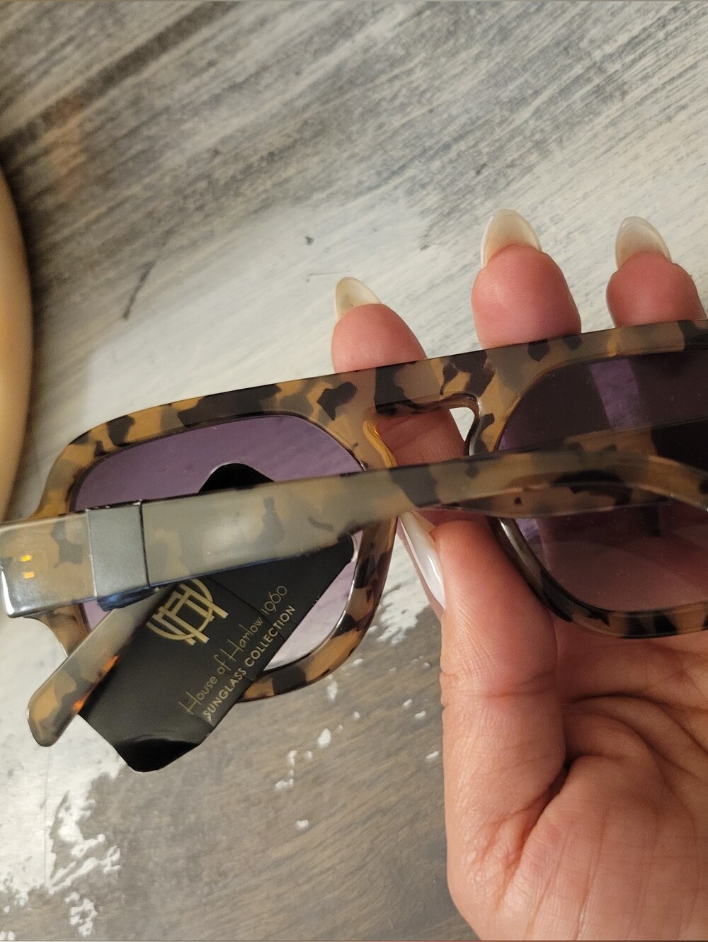 House of Harlow 1960 Tortoise Frame Sunglasses with Purple Lenses - Picture 2 of 2